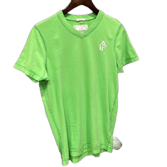Abercrombie & Fitch L lime green muscle cotton short sleeve tshirt raised logo - Picture 1 of 8